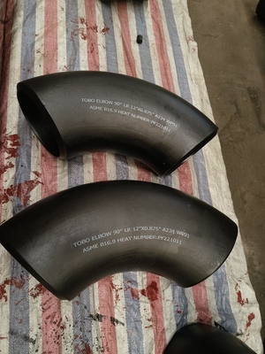 Accesorios de tubería de acero de aleación 45 Codo A234 Grado WP91 12 "X0.875" Codo de soldadura a tope