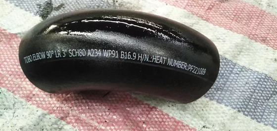 Accesorios de tubería de acero de aleación 90 LR Codo A234 GradeWP91 3" X SCH80 Codo de soldadura a tope